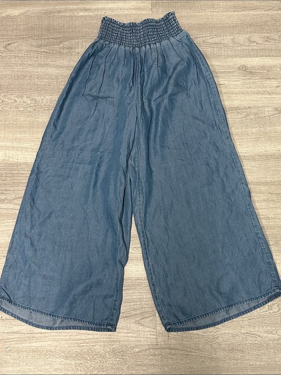Michael Kors Pants - MICHAEL KORS Smocked Waist Wide Leg Chambray Pants